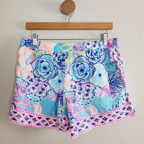 Lilly Pulitzer 5" Katia Bali Blue Once Upon A Tide Drawstring Shorts - Picture 5 of 11